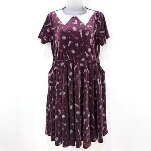 Torrid Disney Hocus Pocus Velvet Dress Womens 00 NWT Plum Whimsigoth Cats Witchy